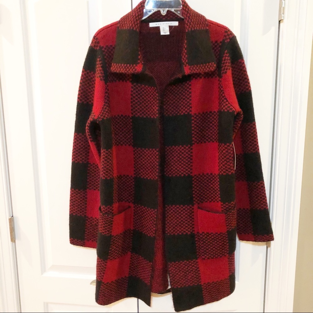Bold Buffalo Print Collared Open Cardigan/Jacket